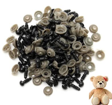 Sicherheit Augen und Nasen 100pcs 8MM Schwarze Plastikpuppe Augen Für Teddybär Spielzeug Tier Filzen DIY Handwerk Puppe Augen und Teddybär Nase für Amigurumi von AYNEFY