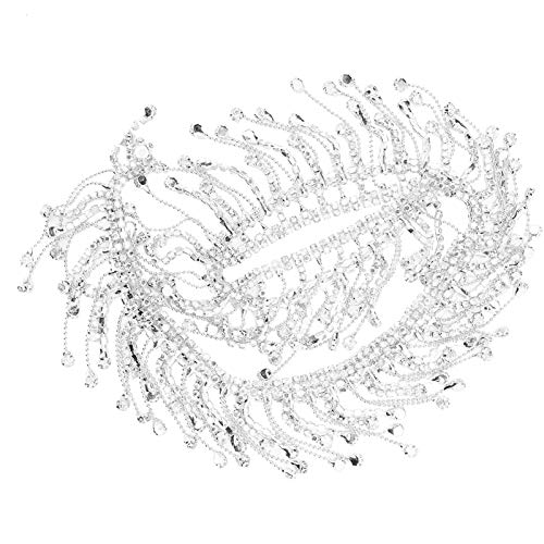 Tassel Crystal Rhinestone Chain, Kleidung Gepäck Tassel Anhänger Crystal Rhinestone Chain Wedding Decoration Tassel Encrusted, Jewellery DIY Crafts Decoration Clothes (Silber) von AYNEFY