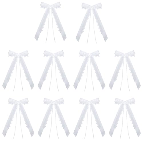 AYNKH 10 Stück weiße Schleife Hochzeit Dekoration 12 * 25 cm Hochzeit Auto Bänder mit Herz Spitze Auto Band für Geburtstag Geschenk Party AYNKH 10 Stück weiße Schleife Hochzeit Dekoration 12 * 25 cm Hochzeit Auto Bänder mit Herz Spitze Auto Band für Geburtstag Geschenk Party von AYNKH
