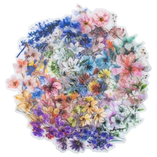 AYNKH 100 Stück Blumenaufkleber, selbstklebend, wasserdicht, Vinyl, transparent, Blumenaufkleber, Set für Scrapbooking, Handgemachte Blumen, ästhetische Aufkleber für Scrapbooking, Handwerk, AYNKH 100 Stück Blumenaufkleber, selbstklebend, wasserdicht, Vinyl, transparent, Blumenaufkleber, Set für Scrapbooking, Handgemachte Blumen, ästhetische Aufkleber für Scrapbooking, Handwerk, von AYNKH
