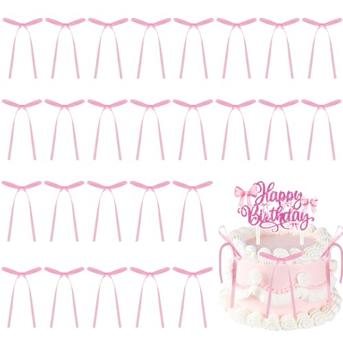 AYNKH 26 Stück rosa Schleifen für Kuchen, personalisierte Schleifendekorationen für Kuchen, Dekorationen zum Geburtstag für Mädchen Frauen zum Thema Geburtstag in Rosa AYNKH 26 Stück rosa Schleifen für Kuchen, personalisierte Schleifendekorationen für Kuchen, Dekorationen zum Geburtstag für Mädchen Frauen zum Thema Geburtstag in Rosa von AYNKH