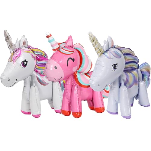 AYNKH 3D Einhorn Aluminiumfolie Ballons, 3 Stück, für Einhorn Party, Raumdekoration, Geburtstagsfeier AYNKH 3D Einhorn Aluminiumfolie Ballons, 3 Stück, für Einhorn Party, Raumdekoration, Geburtstagsfeier von AYNKH
