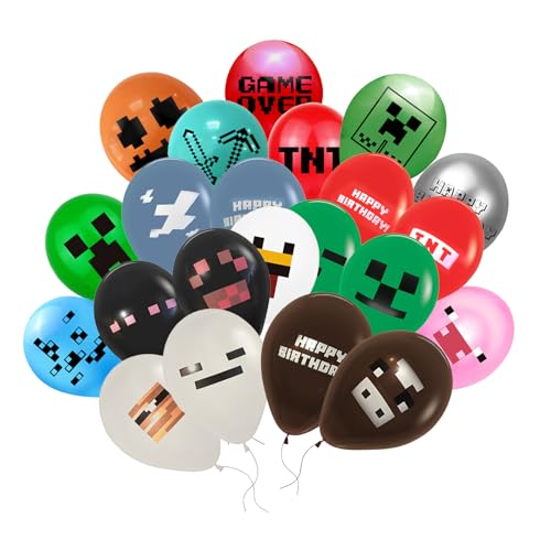 AYNKH 32 Stück Pixel Luftballons, Gaming-Thema Party Supplies Pixel Geburtstag Dekorationen für Jungen Mädchen Erwachsene Pixel Party Tasche Füller Raum Deko von AYNKH