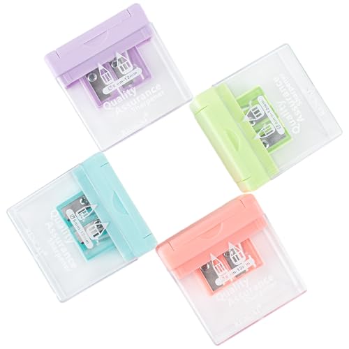 AYNKH Bleistiftspitzer mit Behälter, Doppelloch (8 mm – 12 mm), spezialisierter Bleistiftwender, tragbarer Bleistiftspitzer für Kinder, Erwachsene, Schulen, Zuhause und Büros (lila, grün, rosa, blau von AYNKH