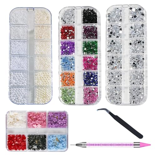 AYNKH Nagel-Strasssteine, flache Nagel-Edelsteine, AB-Kristall-Strasssteine, Nagelschmuck, 6 Größen von Nagelperlen, mehrfarbig, kleine Blumen, Clip, Strass-Picking-Stifte, Nägel, Kleidung, Gesicht AYNKH Nagel-Strasssteine, flache Nagel-Edelsteine, AB-Kristall-Strasssteine, Nagelschmuck, 6 Größen von Nagelperlen, mehrfarbig, kleine Blumen, Clip, Strass-Picking-Stifte, Nägel, Kleidung, Gesicht von AYNKH