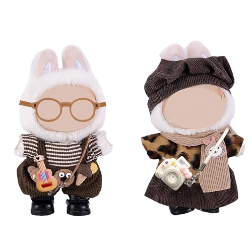 AYNKH Set aus Kleidung und Zubehör für Puppen von 17 cm, Latzhose, Kameratasche, Hut – Geburtstagsgeschenk für Mädchen (ohne Puppe) von AYNKH