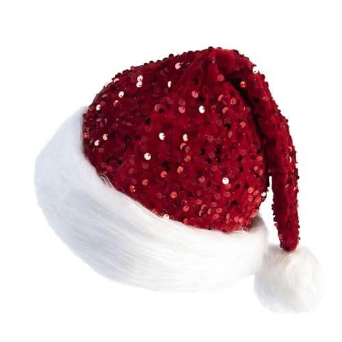 AYNKH Weihnachtsmütze mit Pailletten, glänzende Pailletten, Luxus-Plüsch-Weihnachtsmütze mit Pompon, Unisex, Samt, Weihnachtsmannmütze, Kostüm für Erwachsene, Kinder, Männer, Frauen, Partyhut, Kappe AYNKH Weihnachtsmütze mit Pailletten, glänzende Pailletten, Luxus-Plüsch-Weihnachtsmütze mit Pompon, Unisex, Samt, Weihnachtsmannmütze, Kostüm für Erwachsene, Kinder, Männer, Frauen, Partyhut, Kappe von AYNKH