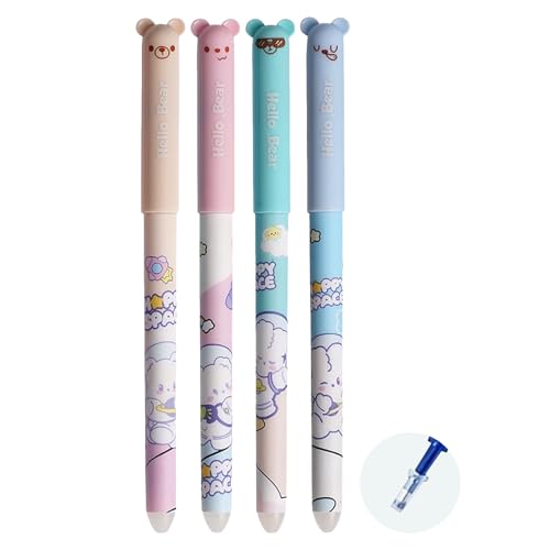 AYOrpeg Radierbarer Kugelschreiber 4er-Pack Tintenroller Radierbar 0.5mm Erasable Pen Set Cartoon Stift Radierbar (C, One Size) von AYOrpeg