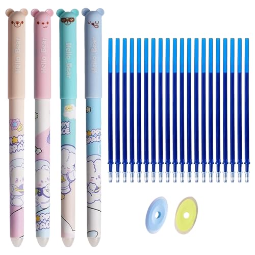 AYOrpeg Radierbarer Kugelschreiber 4er-Pack Tintenroller Radierbar 0.5mm Erasable Pen Set Cartoon Stift Radierbar (D, One Size) von AYOrpeg