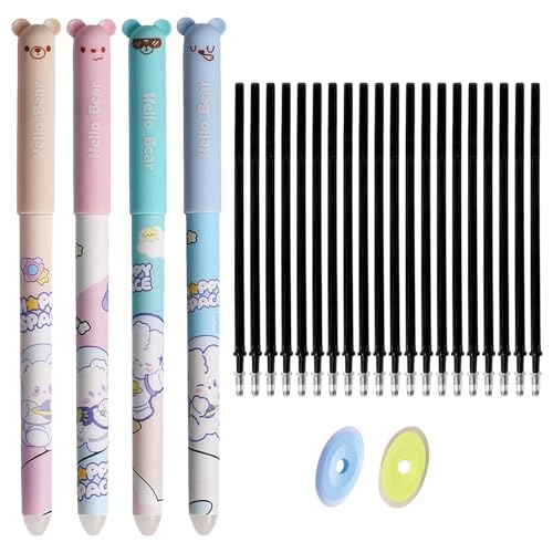 AYOrpeg Radierbarer Kugelschreiber 4er-Pack Tintenroller Radierbar 0.5mm Erasable Pen Set Cartoon Stift Radierbar (One Size) von AYOrpeg