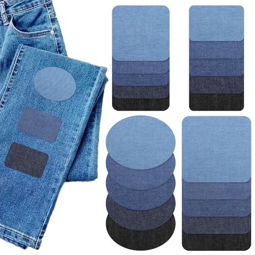 AYSYR 20 Stück Bügelflicken, Jeans Flicken zum Aufbügeln Innen Außen, 4 Größen Aufbügelflicken, Aufbügel Patches 5 Farben, Denim Patches mit Schmelzkleber auf der Rückseite für die Reparatur Jeans AYSYR 20 Stück Bügelflicken, Jeans Flicken zum Aufbügeln Innen Außen, 4 Größen Aufbügelflicken, Aufbügel Patches 5 Farben, Denim Patches mit Schmelzkleber auf der Rückseite für die Reparatur Jeans von AYSYR