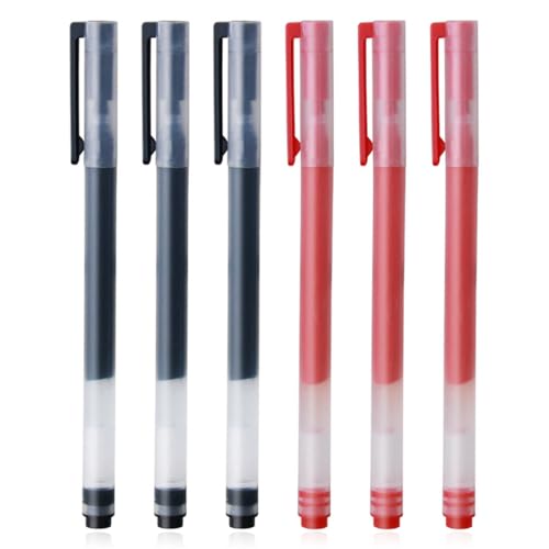 AYVRUOP gelschreiber,6 Stück Gel-Tinten-Kugelschreiber 0,5 mm,gel kugelschreiber,gelstifte set Grosse Kapazität(3 Schwarz, 3 rot) von AYVRUOP