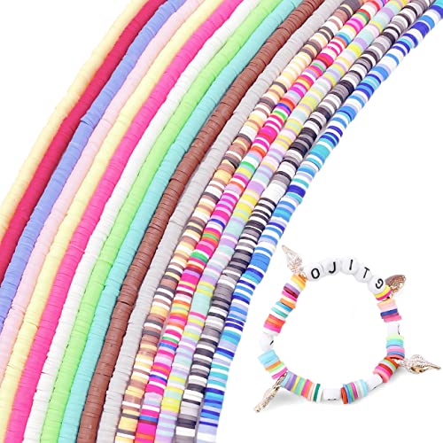 5600 Stück Tonperlen für Armbänder, 16 Stränge, Polymer-Ton-Perlen, flache Pastellperlen für DIY-Schmuckherstellung, Armbänder, Halsketten, Ohrringherstellung, Zubehör für Erwachsene, 6 mm, 16 Farben von AYWFEY