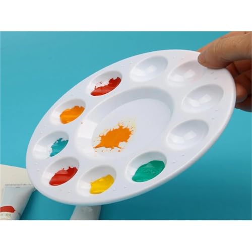 AYWTIUN 10 Hole Palette Art & Craft Palette Portable Painting Palette White Painting Tools für die malerei(Light Grey) von AYWTIUN