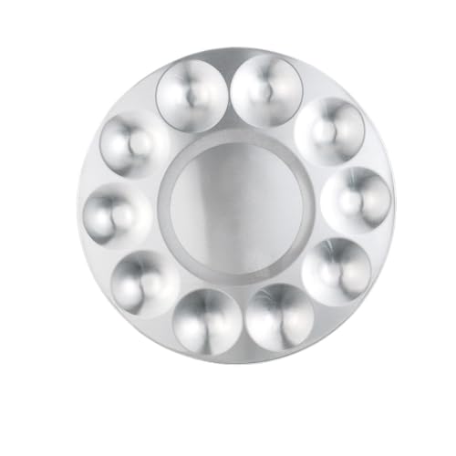 AYWTIUN 12 Wells Aluminum Metal Mixing Paint Tray Rectangular Palette Easy to Clear for Artist Watercolors DIY Craft Art Painting für die malerei(Round 10 Holes) von AYWTIUN