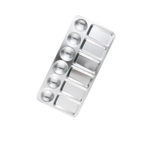 AYWTIUN 12 Wells Aluminum Metal Mixing Paint Tray Rectangular Palette Easy to Clear for Artist Watercolors DIY Craft Art Painting für die malerei(Square 12 Holes) von AYWTIUN