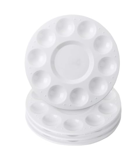 AYWTIUN 4/8/10/12/15pcs Paint Tray Palettes, Plastic Round Paint Pallets Watercolour Palette für die malerei(4pcs Round) von AYWTIUN