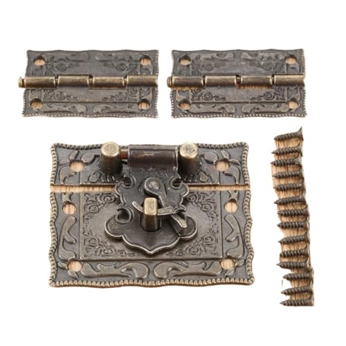 AYWTIUN Antike Bronze Schmuck Holzkiste Riegel Haspe Verschluss Schloss mit Koffer Schrank Scharnier Schraube Vintage Möbel Hardware für Schloss AYWTIUN Antike Bronze Schmuck Holzkiste Riegel Haspe Verschluss Schloss mit Koffer Schrank Scharnier Schraube Vintage Möbel Hardware für Schloss von AYWTIUN