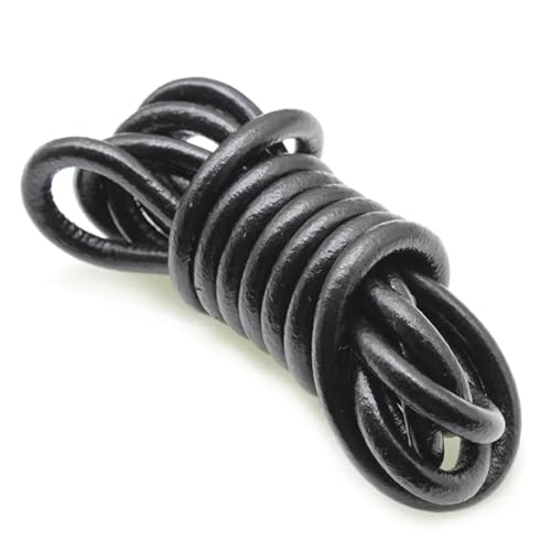 AYWTIUN Lederschnur Lederband 2m schwarzes echtes Lederband, rund, flach, Lederseil, passend for Halsketten, Armbänder, DIY Schmuckherstellung(Color:Round 8mm) von AYWTIUN