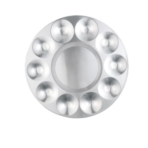 AYWTIUN Round/Rectangle Paint Tray Palettes Metal Paint Pallet Paint Mixing Palette für die malerei(Round 10 Holes) von AYWTIUN