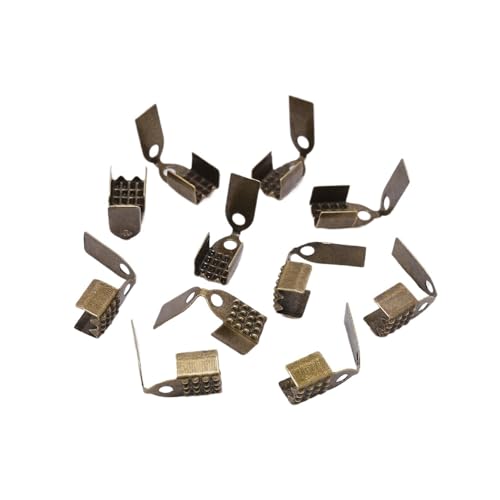 Seilendkappen 100 Stück 4–6 mm Metallseil-Faltkordel-Quetschperlen, Endkappen, Verschluss, Armband, Halskette, Clip-Verbinder for DIY-Schmuckherstellung(Antique bronze,5mm) von AYWTIUN