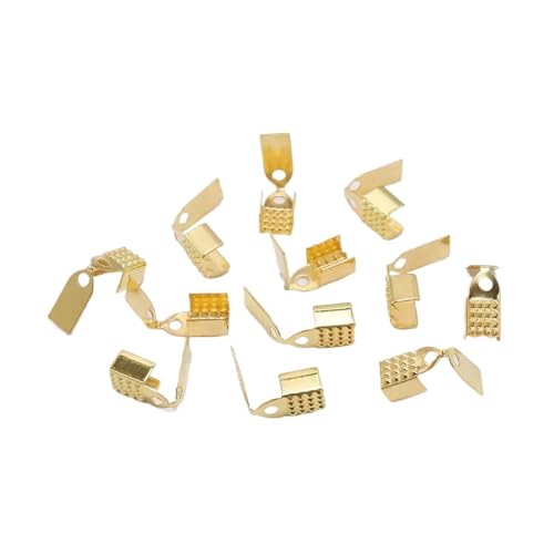 Seilendkappen 100 Stück 4–6 mm Metallseil-Faltkordel-Quetschperlen, Endkappen, Verschluss, Armband, Halskette, Clip-Verbinder for DIY-Schmuckherstellung(Gold,4mm) von AYWTIUN