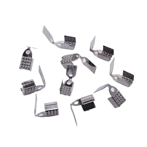 Seilendkappen 100 Stück 4–6 mm Metallseil-Faltkordel-Quetschperlen, Endkappen, Verschluss, Armband, Halskette, Clip-Verbinder for DIY-Schmuckherstellung(Gun Black,5mm) von AYWTIUN