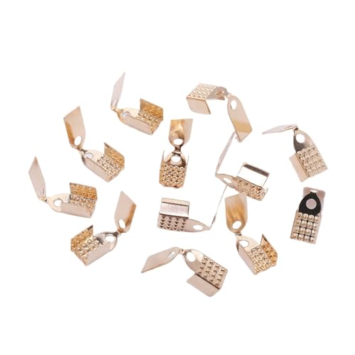 Seilendkappen 100 Stück 4–6 mm Metallseil-Faltkordel-Quetschperlen, Endkappen, Verschluss, Armband, Halskette, Clip-Verbinder for DIY-Schmuckherstellung(KC Gold,4mm) von AYWTIUN