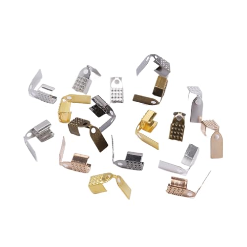 Seilendkappen 100 Stück 4–6 mm Metallseil-Faltkordel-Quetschperlen, Endkappen, Verschluss, Armband, Halskette, Clip-Verbinder for DIY-Schmuckherstellung(Multicolor,5mm) von AYWTIUN