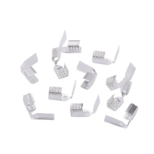 Seilendkappen 100 Stück 4–6 mm Metallseil-Faltkordel-Quetschperlen, Endkappen, Verschluss, Armband, Halskette, Clip-Verbinder for DIY-Schmuckherstellung(Silver,4mm) von AYWTIUN