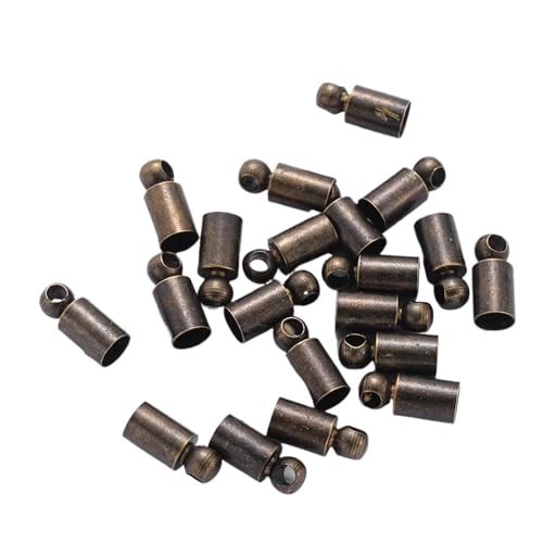 Seilendkappen 50 Stück Endkappen, Metallgewichtsschnalle, Quaste, Lederkordel-Endkappen, Quetschperlen, Kappen for Schmuckherstellung, DIY, grundlegendes Zubehör, 2–10 mm(Bronze,Diameter 3.5mm) von AYWTIUN