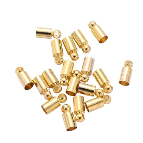 Seilendkappen 50 Stück Endkappen, Metallgewichtsschnalle, Quaste, Lederkordel-Endkappen, Quetschperlen, Kappen for Schmuckherstellung, DIY, grundlegendes Zubehör, 2–10 mm(Gold,Diameter 8mm) von AYWTIUN