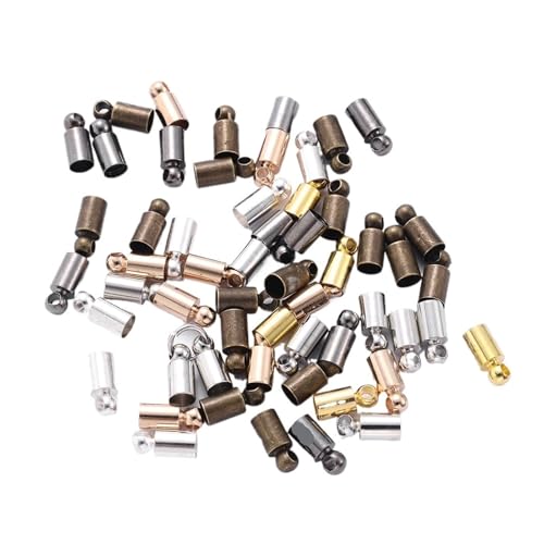 Seilendkappen 50 Stück Endkappen, Metallgewichtsschnalle, Quaste, Lederkordel-Endkappen, Quetschperlen, Kappen for Schmuckherstellung, DIY, grundlegendes Zubehör, 2–10 mm(Mixcolor,Diameter 8mm) von AYWTIUN