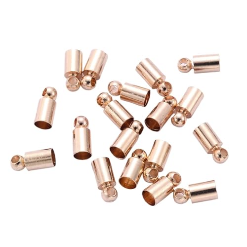 Seilendkappen 50 Stück Endkappen, Metallgewichtsschnalle, Quaste, Lederkordel-Endkappen, Quetschperlen, Kappen for Schmuckherstellung, DIY, grundlegendes Zubehör, 2–10 mm(Rose gold,Diameter 2mm) von AYWTIUN