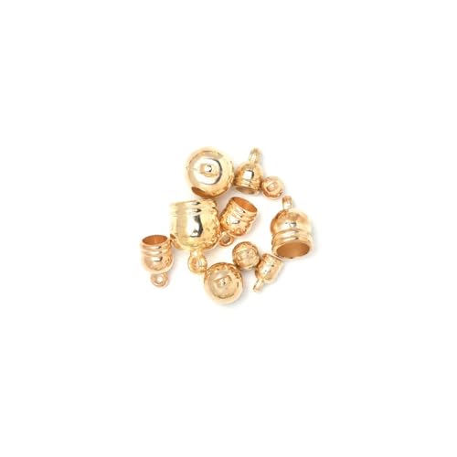 Seilendkappen 50 teile/los 4/5/6/8/10mm Endkappen Lederband Endverschlüsse Perle for runde Anschluss DIY Schmuck(Kc Gold,Inner Dia 5mm) von AYWTIUN