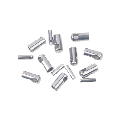 Seilendkappen 60 teile/los Edelstahl Lederband Quetschperlen Endkappen Verschluss Halskette Anschlüsse for Schmuckherstellung Zubehör(3.2mm hole 60pcs) von AYWTIUN