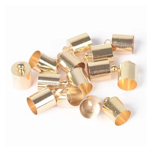 Seilendkappen Goldfarben, Silberfarben, Bronze, Schwarz, Metall, Kupfer, Quetschperlen, Seil, Lederkordel, Endkappen for die Schmuckherstellung(Gold Color,2.5x7MM- 100PCS) von AYWTIUN