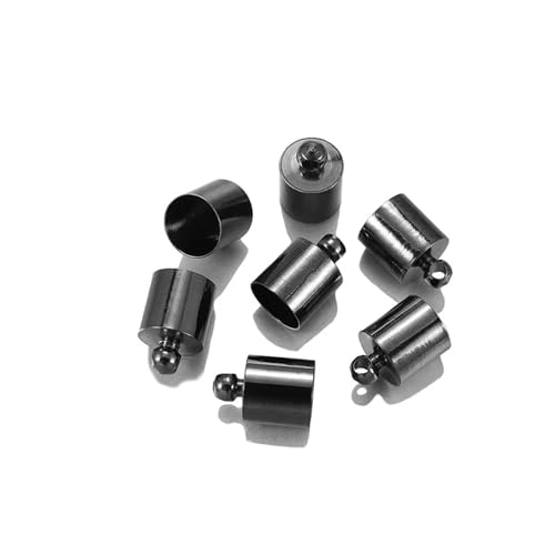 Seilendkappen Goldfarben, Silberfarben, Bronze, Schwarz, Metall, Kupfer, Quetschperlen, Seil, Lederkordel, Endkappen for die Schmuckherstellung(Gun black,8x12MM- 20PCS) von AYWTIUN