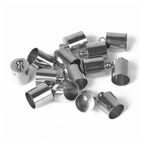 Seilendkappen Goldfarben, Silberfarben, Bronze, Schwarz, Metall, Kupfer, Quetschperlen, Seil, Lederkordel, Endkappen for die Schmuckherstellung(Silver Color,9x13.0MM- 20PCS) von AYWTIUN