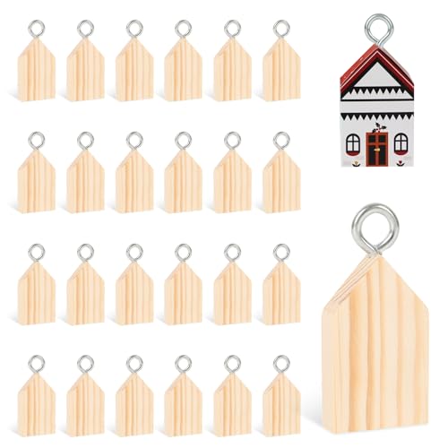 24 Stück Schnitzblock Holzblöcke Blanko, 50x30x8mm Unbehandelt Holzblöcke in Hausform, Holzklötzchen zum Basteln, DIY Malen, Handwerk, Dekoration (50x30x8mm) von AYYDS