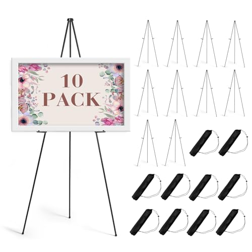 AZEAM Staffelei-Ständer für Schilder, tragbare Staffelei zum Malen, faltbar, schwarz, Metall, Staffelei, Posterhalter, verstellbarer Schilderständer für Ausstellung, Hochzeit, Kunst, Poster, 160 cm von AZEAM
