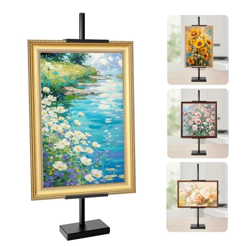 AZEAM Tisch-Staffelei, verstellbarer Posterständer für Rahmen bis zu 73,7 cm, schwarzer Metall-Staffelei-Ständer für Kunstschilder, Fotos, gerahmte Kunstwerke, Staffelei für Zuhause oder von AZEAM