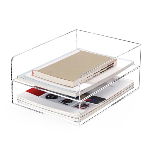 AZFUNN Transparente Acryl-Papierablage, A4, Aktenordner, stapelbarer Papierhalter, Schreibtisch-Aufbewahrung, Organisation für Bürobedarf, Buchstift (Länge) von AZFUNN