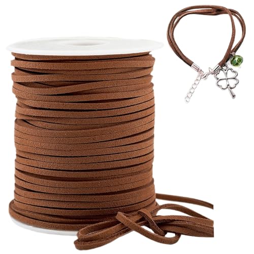 1 Rolllederkabel, 50 Meter dünne Lederschnur für Schmuckherstellung, schneidene Mehrzweckspitze für Wrap, Spitze, DIY-Kunsthandwerk, braune Schnur für Schmuckzuarbeiten von AZIDWERYQ