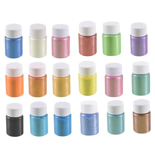 18pcs Glimmerpulver, 18 Farben Pearlescent Pigment Pulver Kosmetischer Pigmentseife Make -up Epoxidharz Schmuck 6 Gramm Glimmer 18pcs Glimmerpulver, 18 Farben Pearlescent Pigment Pulver Kosmetischer Pigmentseife Make -up Epoxidharz Schmuck 6 Gramm Glimmer von AZIDWERYQ