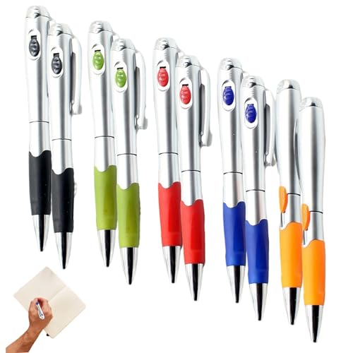 AZIDWERYQ 10 Stück Taschenlampenstift, 14 cm LED-Kugelschreiber, 1,0 schwarze Tinte, zum Schreiben in dunklen Kugelschreibern AZIDWERYQ 10 Stück Taschenlampenstift, 14 cm LED-Kugelschreiber, 1,0 schwarze Tinte, zum Schreiben in dunklen Kugelschreibern von AZIDWERYQ