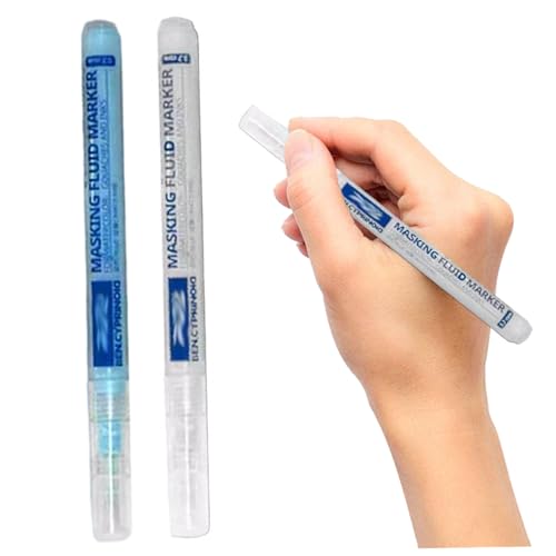 AZIDWERYQ Masking Fluid Marker Marker, Abdeckflüssigkeit weiß/blau, 0,7 mm für Aquarellmalerei, glatte flüssige Flüssigkeit für Künstlerstudenten, 2 Stück AZIDWERYQ Masking Fluid Marker Marker, Abdeckflüssigkeit weiß/blau, 0,7 mm für Aquarellmalerei, glatte flüssige Flüssigkeit für Künstlerstudenten, 2 Stück von AZIDWERYQ