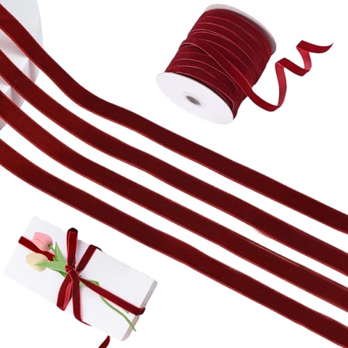 Red Velvet Ribbon 50 Yard x 1 cm Einzelgesichts -Samtband Vintage Satin Retro Wired Dekoration für Geschenkverpackung, Hochzeit, Dase und Bouquet Satin Red Velvet Ribbon 50 Yard x 1 cm Einzelgesichts -Samtband Vintage Satin Retro Wired Dekoration für Geschenkverpackung, Hochzeit, Dase und Bouquet Satin von AZIDWERYQ