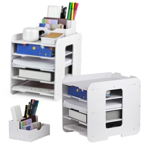 AZKEEGREY 2 Stück Schreibtisch Organizer Stapelbar, 5-Tier Aktenablage Weiß, Briefablage A4 für Dokumentenablage, Papierablage Schreibtischablage für Büro Aufbewahrung & Organisation AZKEEGREY 2 Stück Schreibtisch Organizer Stapelbar, 5-Tier Aktenablage Weiß, Briefablage A4 für Dokumentenablage, Papierablage Schreibtischablage für Büro Aufbewahrung & Organisation von AZKEEGREY