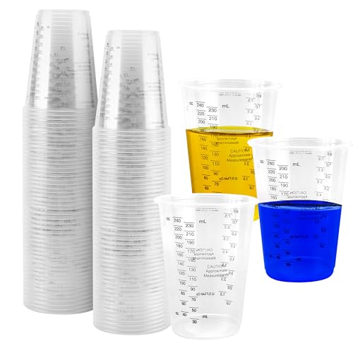AZKEEGREY 100 Stück Epoxidharz Mischbecher 240 ml, Transparent Messbecher für Flüssigkeiten Mischen Harz, Farbe, Pigment AZKEEGREY 100 Stück Epoxidharz Mischbecher 240 ml, Transparent Messbecher für Flüssigkeiten Mischen Harz, Farbe, Pigment von AZKEEGREY